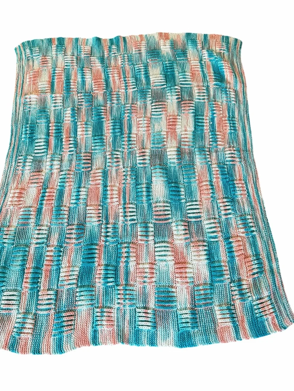 Hand Crafted Knit Throw Blanket Afghan Mid-Century Modern Cozy Boho Cottagecore